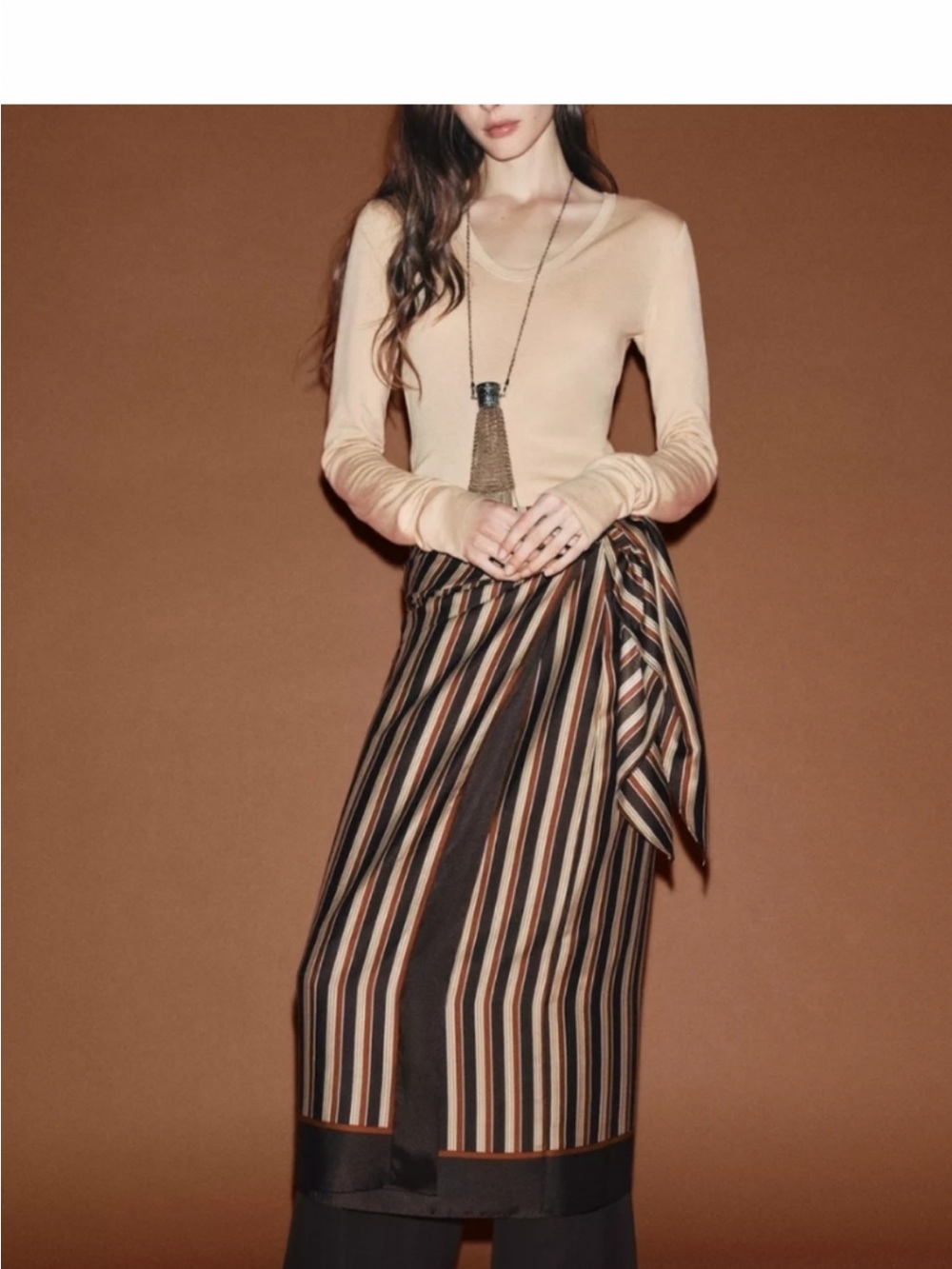 Zara Multicolor Striped Wrap Midi Skirt